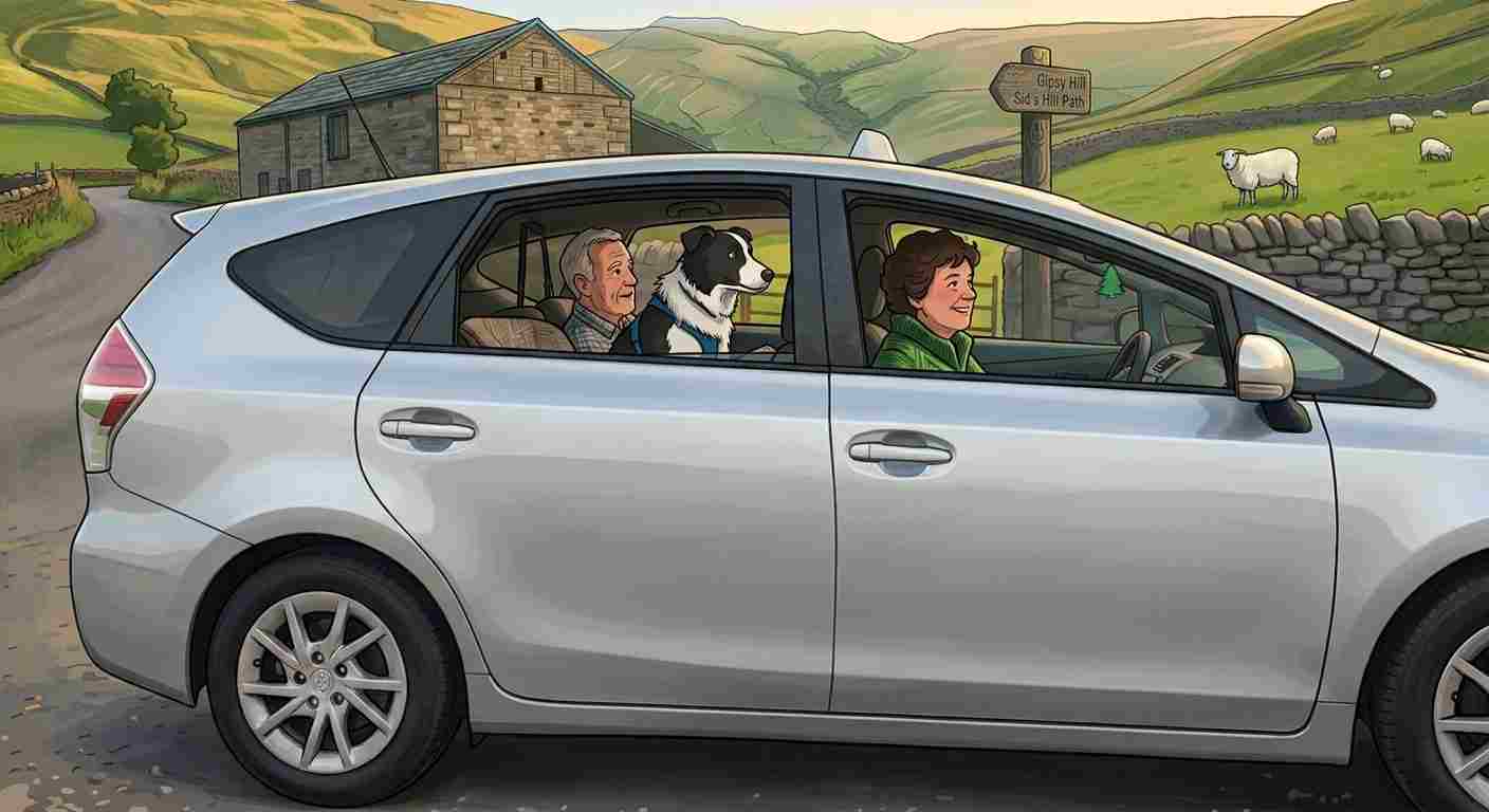 Dark saloon car used for minicab journeys